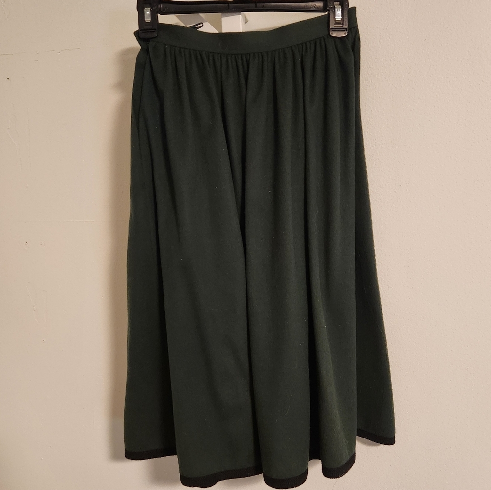 YSL Saint Laurent Rive Gauche Vintage Wool Midi Skirt Green France Sz 38 1970s - Picture 4 of 9